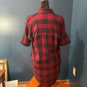 Madewell Red and Black Checkered Shirt Dress